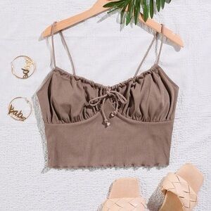 Brown crop top with adjustable tie